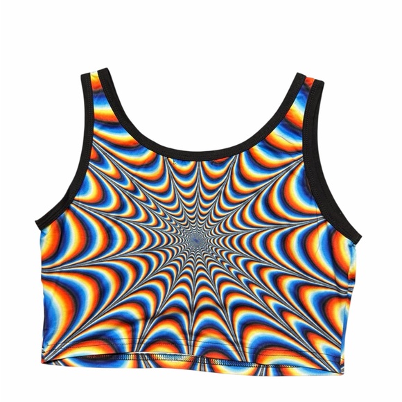 2+1 Free Rave Multicolor Psychedelic Crop Top - Picture 2 of 2